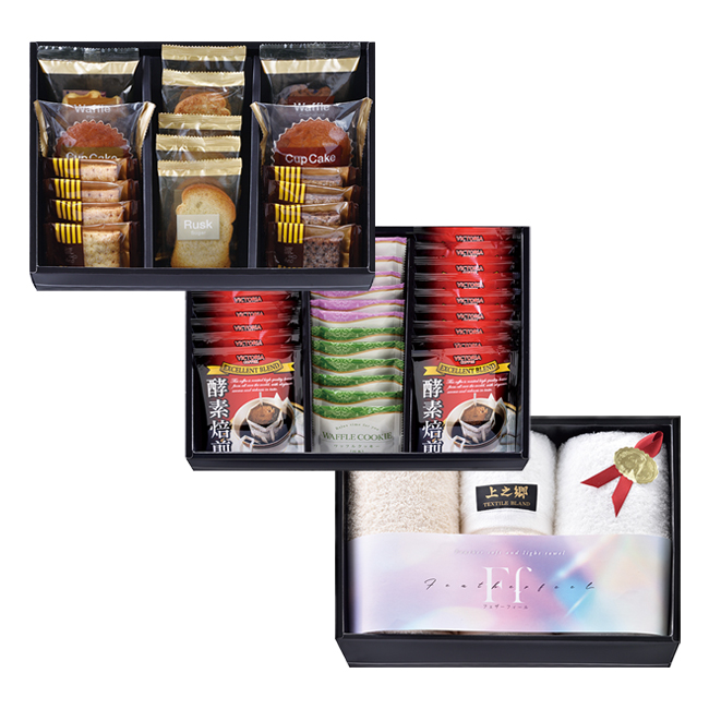 【送料無料】 コンビネーションギフト　洋菓子アソート・ドリップコーヒー＆泉州タオルセット　No.160