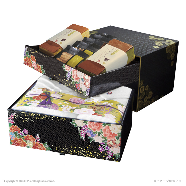 匠菴謹製　ミニたんす御進物　「ほまれ」かすてぃら＆今治産たおる　No.118｜特選ギフト｜